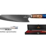 CUCHILLO DAMASCUS AZUL 8'' CAJA MADERA GRILLTECH