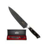 CUCHILLO GAUCHO INOX DAMASCO 8'' 3 REMACHES(1 MOSAICO) MANGO MADERA