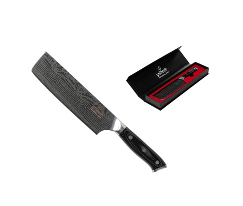 410901672-10.jpg CUCHILLO MACHETE JAPONES INOX DAMASCO 7'' 3 REMACHES(1 MOSAICO) MANGO MADERA - Imagen 1