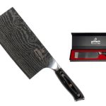 CUCHILLO HACHA NIPPON INOX DAMASCO 7'' 3 REMACHES(1 MOSAICO) MANGO MADERA