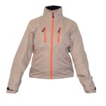 CASACA CORTAVIENTO EJECUTIVA BEIGE CON APLICACIONES NARANJA NATIVA