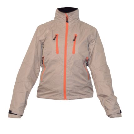 CASACA CORTAVIENTO EJECUTIVA BEIGE CON APLICACIONES NARANJA NATIVA