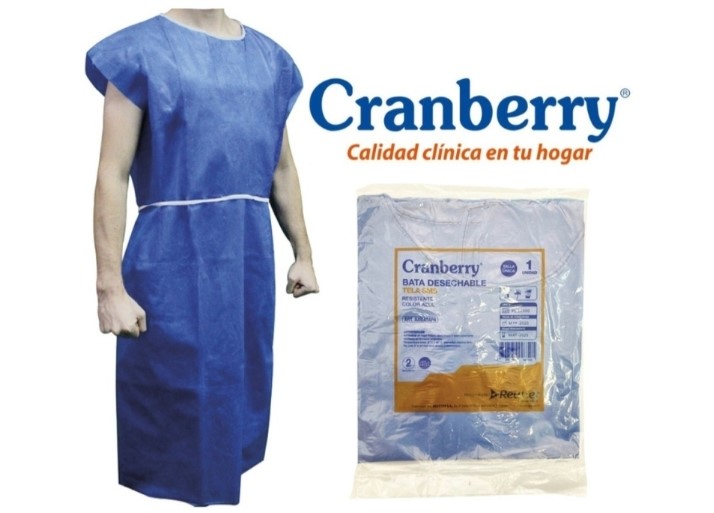 AABATAPA2.jpg BATA PACIENTE TELA SMS ADULTO AZUL CRANBERRY PACK 10 UN - Imagen 1
