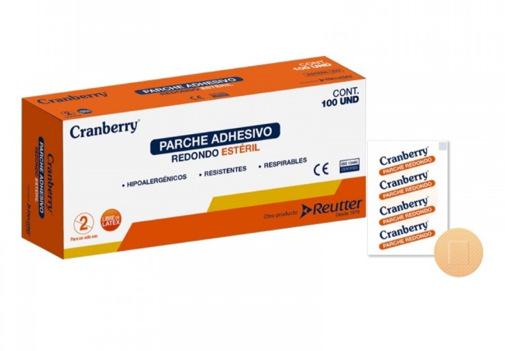 AAPARCHR.jpg PARCHE CURITA REDONDO PARA VACUNAS CRANBERRY 100UN - Imagen 1