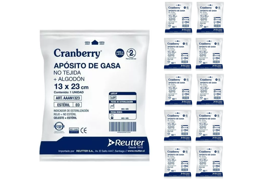 AAAN1323.png APOSITO GASA NO TEJIDA + ALGODON ESTERIL 13X23 BOLSA X 10 - Imagen 1